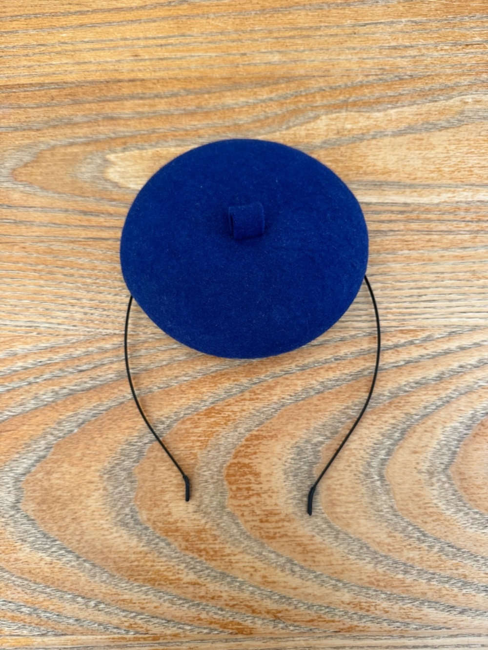 Blue Wool Mini Beret Fascinator - Picture 2 of 4